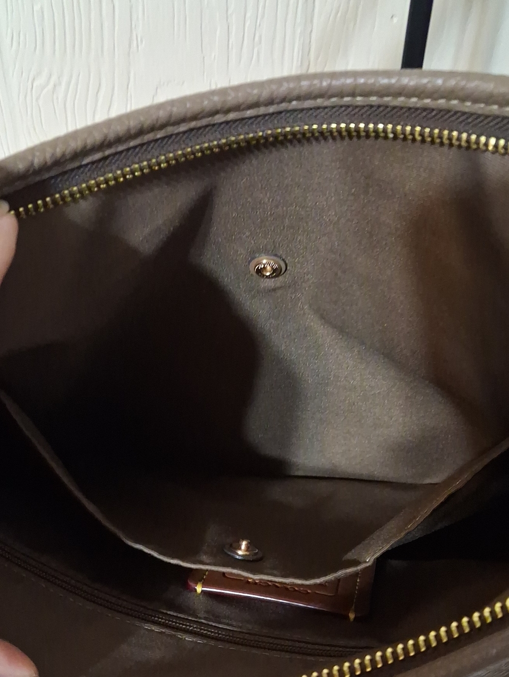 COACH Stone Color Leather Large Laurel Shoulder Bag Gold Tone Hardware - Picture 15 of 16